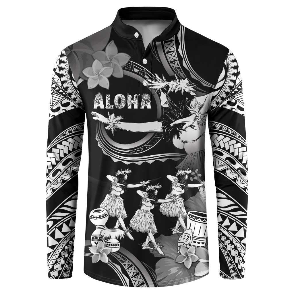 Hawaii Beautiful Hula Dancers Button Sweatshirt With Ipu Keke And Pahu Drum