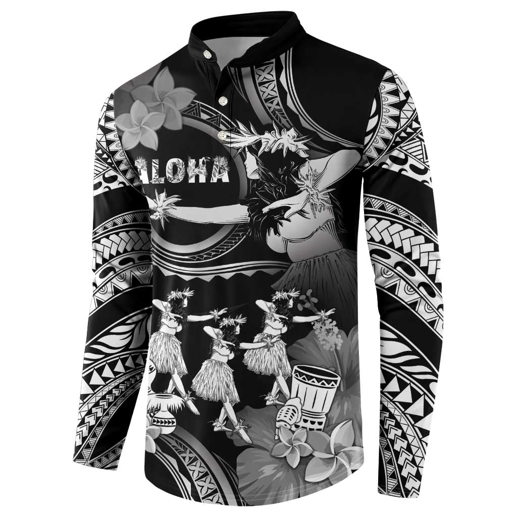 Hawaii Beautiful Hula Dancers Button Sweatshirt With Ipu Keke And Pahu Drum