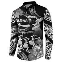 Hawaii Beautiful Hula Dancers Button Sweatshirt With Ipu Keke And Pahu Drum