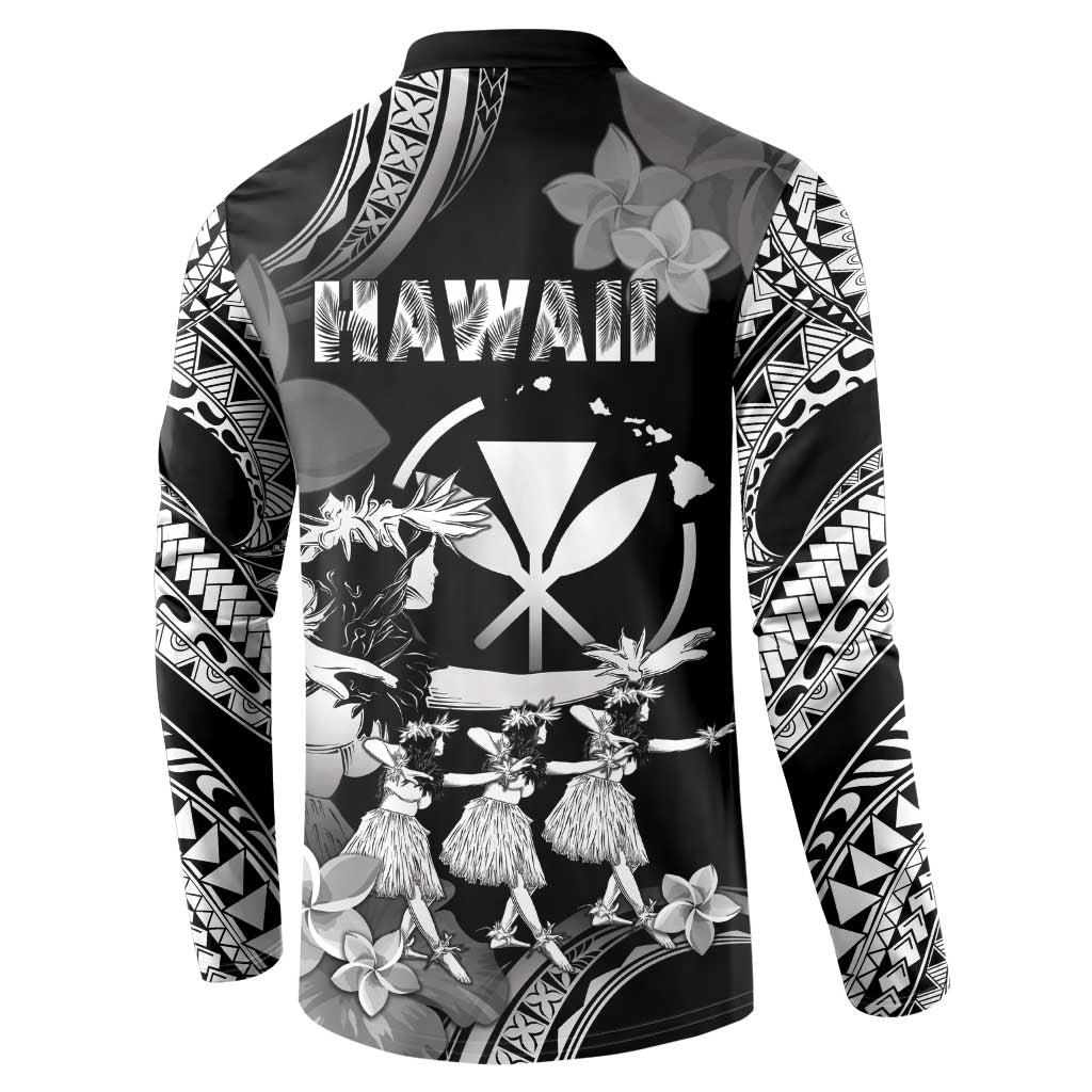 Hawaii Beautiful Hula Dancers Button Sweatshirt With Ipu Keke And Pahu Drum