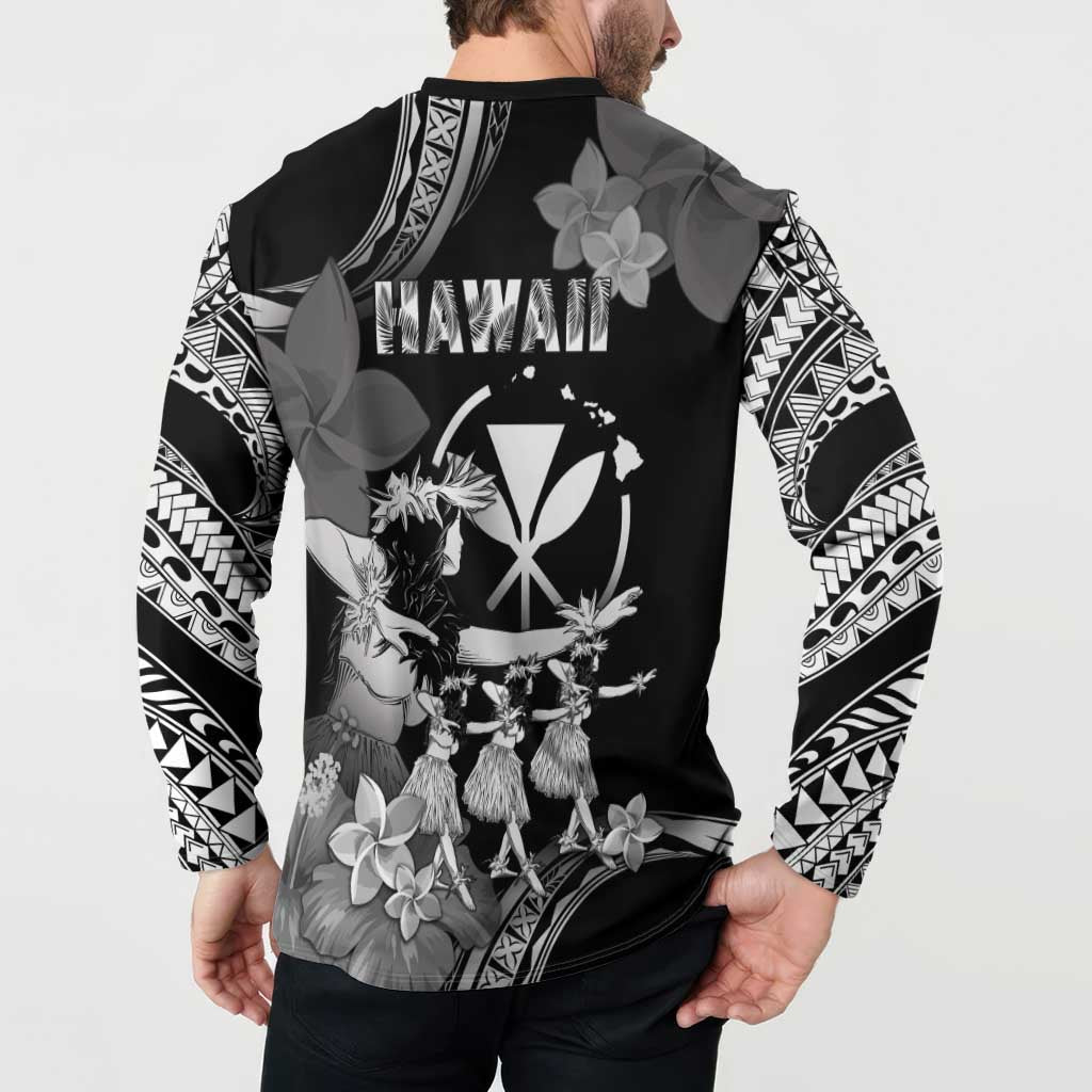 Hawaii Beautiful Hula Dancers Button Sweatshirt With Ipu Keke And Pahu Drum
