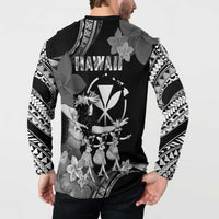 Hawaii Beautiful Hula Dancers Button Sweatshirt With Ipu Keke And Pahu Drum