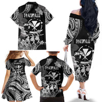 Hawaii Beautiful Hula Dancers Family Matching Off The Shoulder Long Sleeve Dress and Hawaiian Shirt With Ipu Keke And Pahu Drum