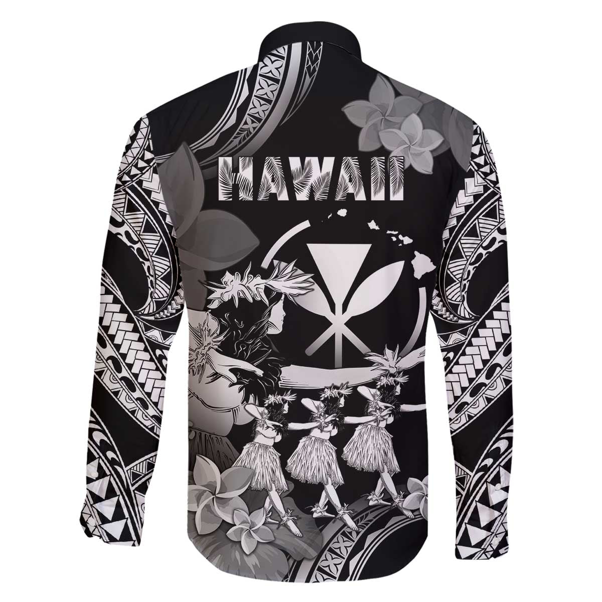 Hawaii Beautiful Hula Dancers Family Matching Off The Shoulder Long Sleeve Dress and Hawaiian Shirt With Ipu Keke And Pahu Drum