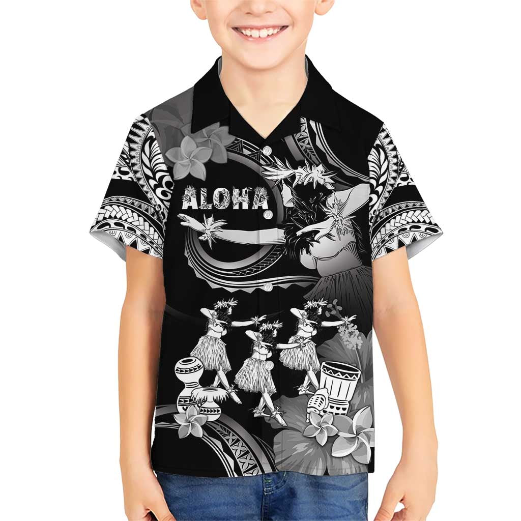 Hawaii Beautiful Hula Dancers Family Matching Short Sleeve Bodycon Dress and Hawaiian Shirt With Ipu Keke And Pahu Drum LT05 Son's Shirt Black - Polynesian Pride
