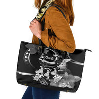 Hawaii Beautiful Hula Dancers Leather Tote Bag With Ipu Keke And Pahu Drum LT05 Black - Polynesian Pride