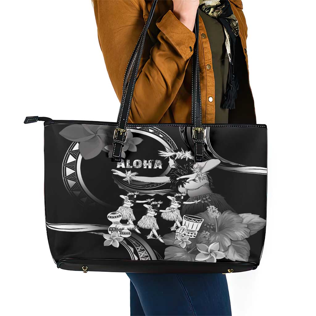 Hawaii Beautiful Hula Dancers Leather Tote Bag With Ipu Keke And Pahu Drum LT05 - Polynesian Pride