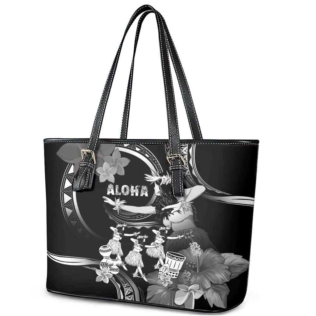 Hawaii Beautiful Hula Dancers Leather Tote Bag With Ipu Keke And Pahu Drum LT05 - Polynesian Pride