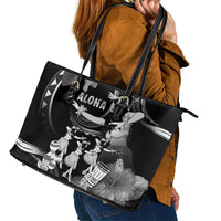 Hawaii Beautiful Hula Dancers Leather Tote Bag With Ipu Keke And Pahu Drum LT05 - Polynesian Pride