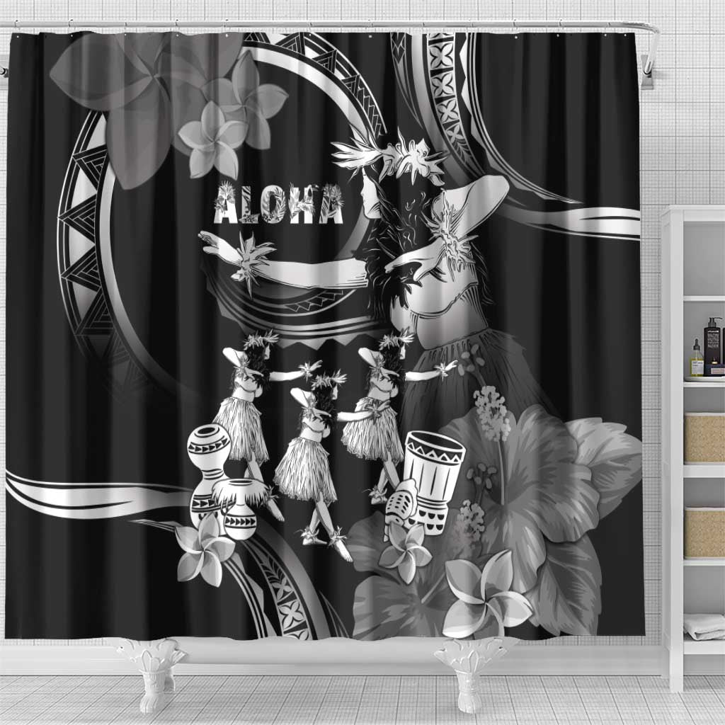 Hawaii Beautiful Hula Dancers Shower Curtain With Ipu Keke And Pahu Drum LT05 - Polynesian Pride