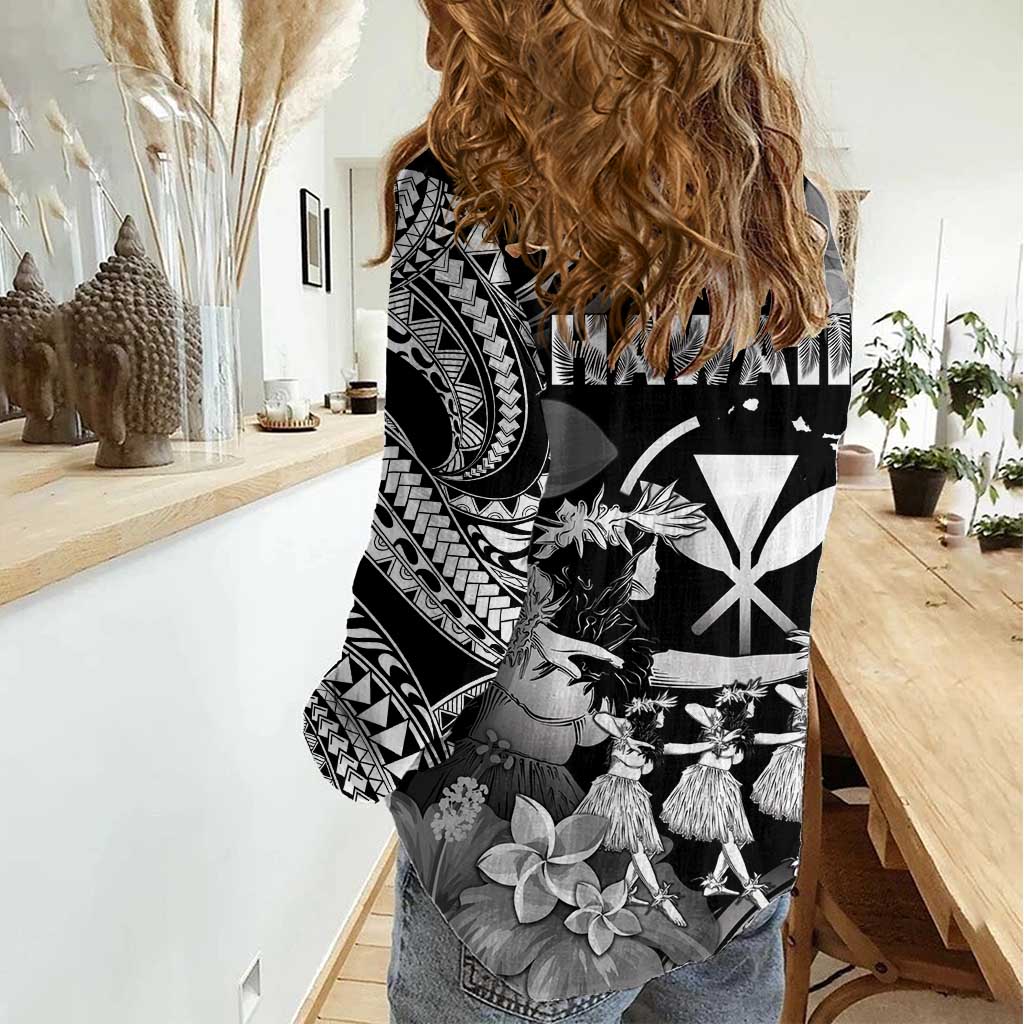 Hawaii Beautiful Hula Dancers Women Casual Shirt With Ipu Keke And Pahu Drum