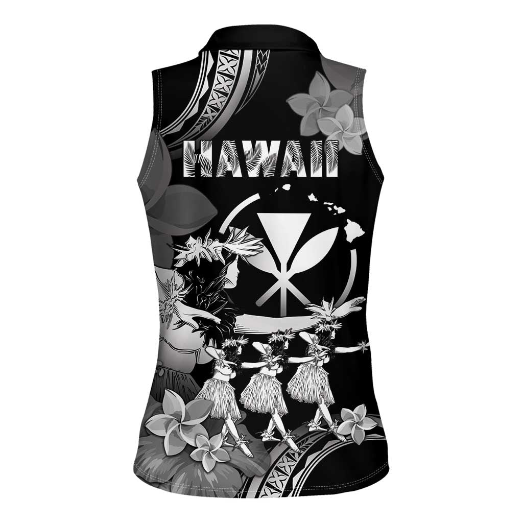 Hawaii Beautiful Hula Dancers Women Sleeveless Polo Shirt With Ipu Keke And Pahu Drum LT05 - Polynesian Pride