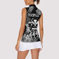Hawaii Beautiful Hula Dancers Women Sleeveless Polo Shirt With Ipu Keke And Pahu Drum LT05 - Polynesian Pride