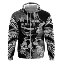 Hawaii Beautiful Hula Dancers Zip Hoodie With Ipu Keke And Pahu Drum