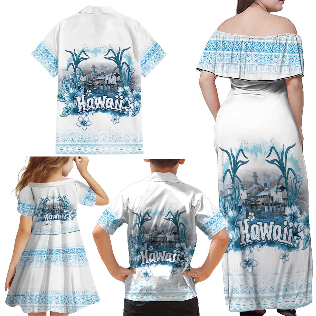 Hawaii Sugar Plantation Family Matching Off Shoulder Maxi Dress and Hawaiian Shirt With Hawaiian Tapa Pattern LT05 - Polynesian Pride