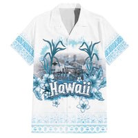 Hawaii Sugar Plantation Family Matching Summer Maxi Dress and Hawaiian Shirt With Hawaiian Tapa Pattern LT05 Dad's Shirt - Short Sleeve White - Polynesian Pride