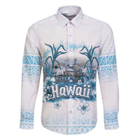 Hawaii Sugar Plantation Family Matching Summer Maxi Dress and Hawaiian Shirt With Hawaiian Tapa Pattern LT05 Dad's Shirt - Long Sleeve White - Polynesian Pride