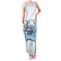 Hawaii Sugar Plantation Family Matching Tank Maxi Dress and Hawaiian Shirt With Hawaiian Tapa Pattern LT05 Mom's Dress White - Polynesian Pride