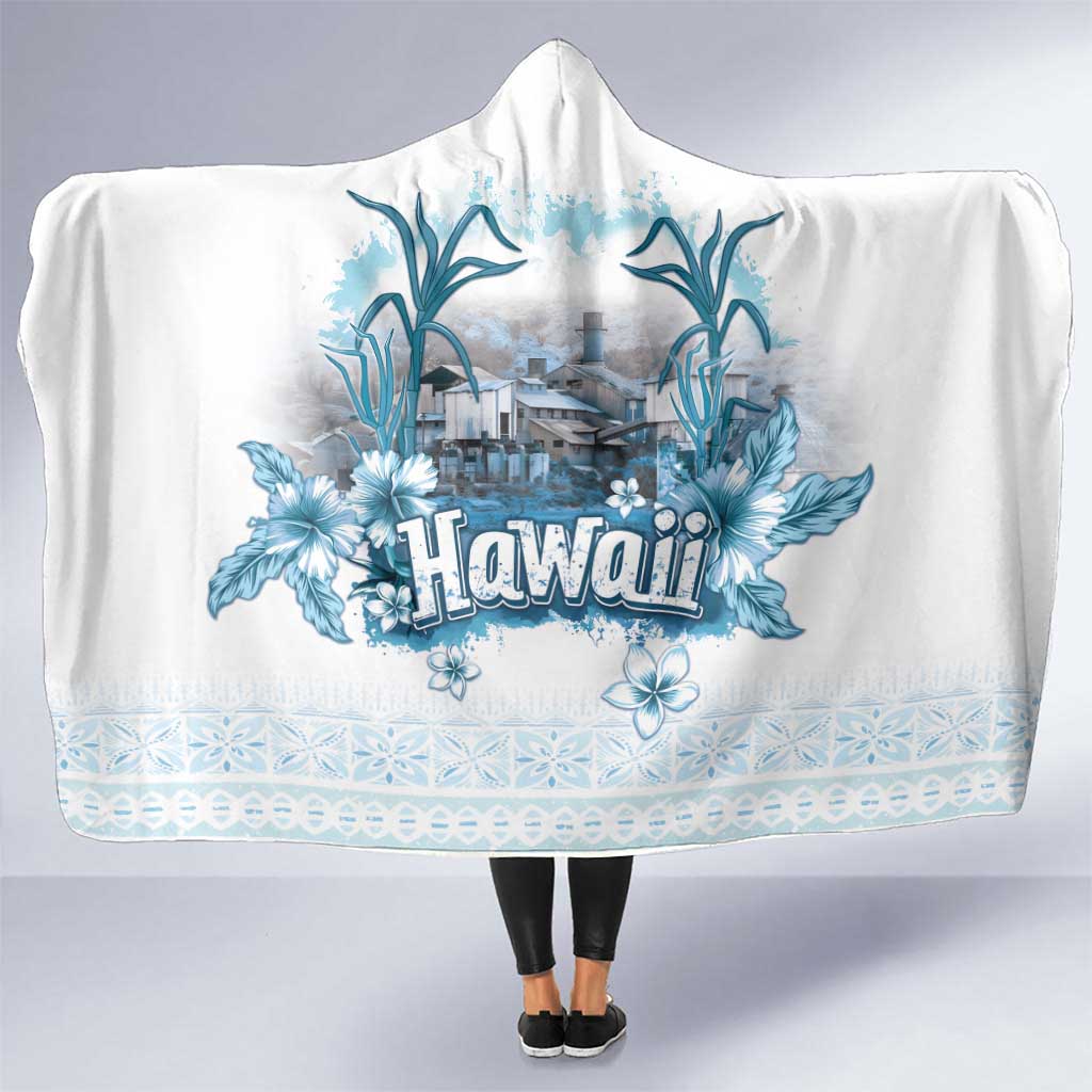 Hawaii Sugar Plantation Hooded Blanket With Hawaiian Tapa Pattern LT05 One Size White - Polynesian Pride