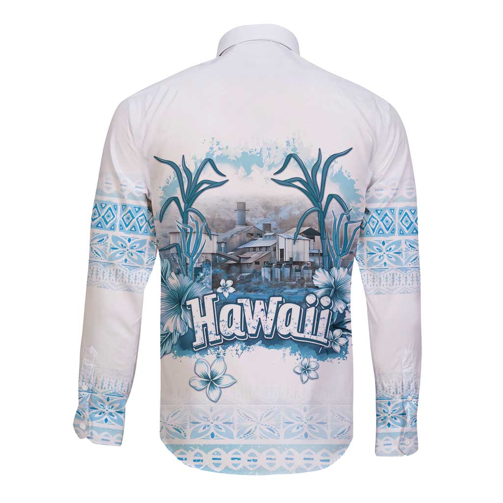 Hawaii Sugar Plantation Long Sleeve Button Shirt With Hawaiian Tapa Pattern