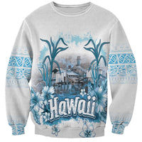 Hawaii Sugar Plantation Sweatshirt With Hawaiian Tapa Pattern LT05 Unisex White - Polynesian Pride