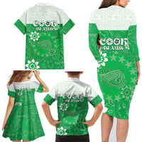Cook Islands Maori Language Week Family Matching Long Sleeve Bodycon Dress and Hawaiian Shirt Pacific Tapa Pattern