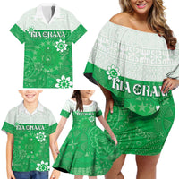 Cook Islands Maori Language Week Family Matching Off Shoulder Short Dress and Hawaiian Shirt Pacific Tapa Pattern LT05 - Polynesian Pride