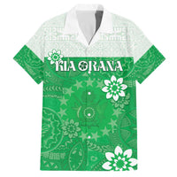 Cook Islands Maori Language Week Family Matching Off Shoulder Short Dress and Hawaiian Shirt Pacific Tapa Pattern LT05 Dad's Shirt - Short Sleeve Green - Polynesian Pride