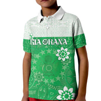 Cook Islands Maori Language Week Kid Polo Shirt Pacific Tapa Pattern LT05 Kid Green - Polynesian Pride