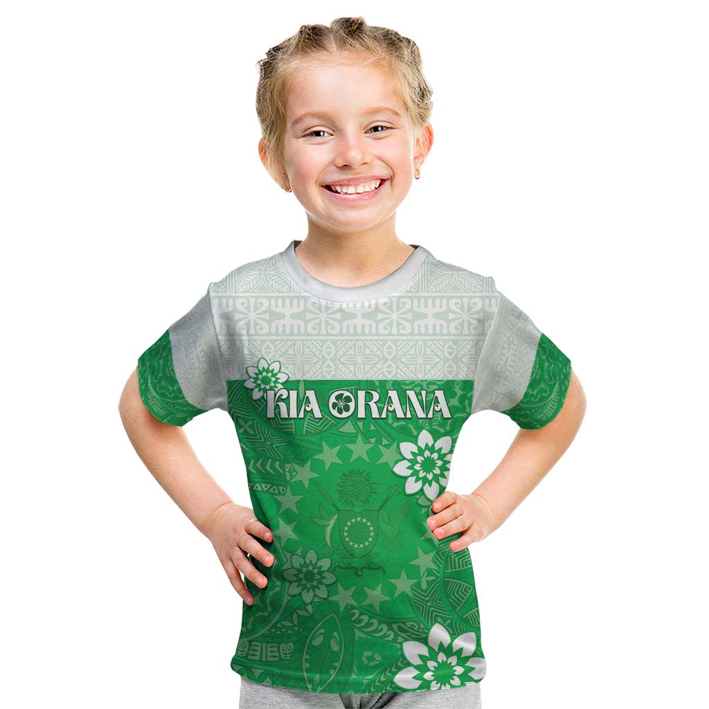 Cook Islands Maori Language Week Kid T Shirt Pacific Tapa Pattern LT05 Green - Polynesian Pride