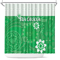 Cook Islands Maori Language Week Shower Curtain Pacific Tapa Pattern LT05 Green - Polynesian Pride