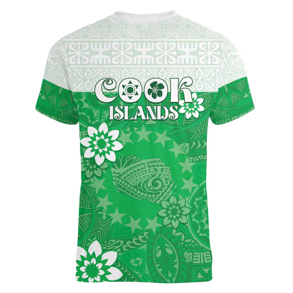 Cook Islands Maori Language Week Women V-Neck T-Shirt Pacific Tapa Pattern LT05 - Polynesian Pride