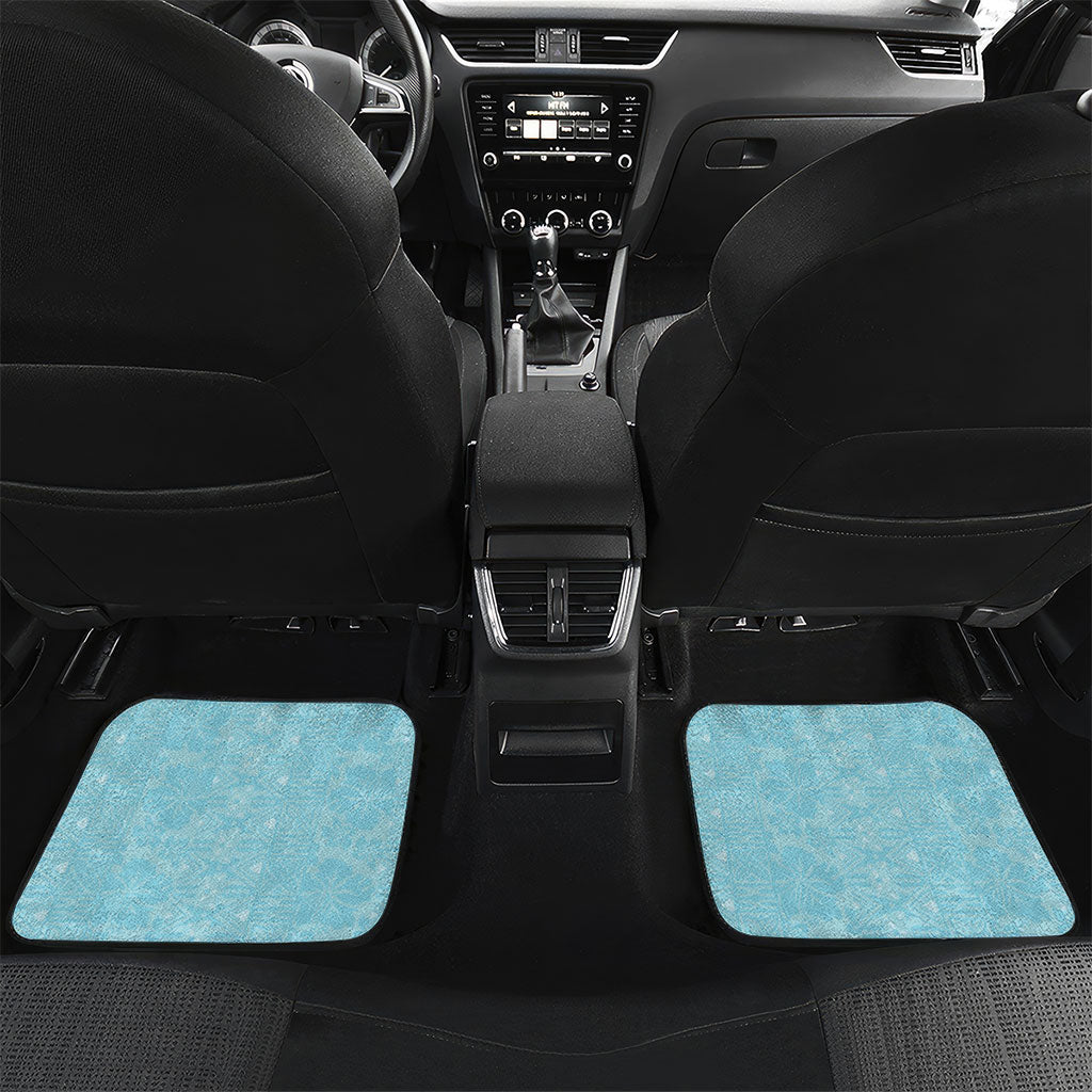 Hawaii Shell Tiare Anthurium Heliconia Lei Car Mats With Tapa Pattern Baby Blue