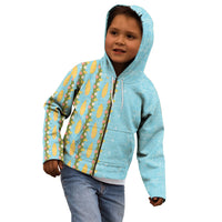 Hawaii Shell Tiare Anthurium Heliconia Lei Kid Hoodie With Tapa Pattern Baby Blue