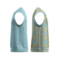 Hawaii Shell Tiare Anthurium Heliconia Lei Christmas Knitted V-Neck Vest With Tapa Pattern Baby Blue LT05 - Polynesian Pride