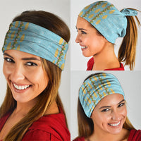Hawaii Shell Tiare Anthurium Heliconia Lei Neck Gaiter With Tapa Pattern Baby Blue