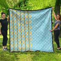 Hawaii Shell Tiare Anthurium Heliconia Lei Quilt With Tapa Pattern Baby Blue