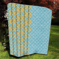 Hawaii Shell Tiare Anthurium Heliconia Lei Quilt With Tapa Pattern Baby Blue