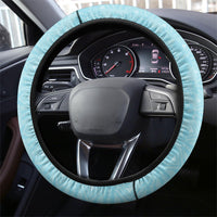 Hawaii Shell Tiare Anthurium Heliconia Lei Steering Wheel Cover With Tapa Pattern Baby Blue