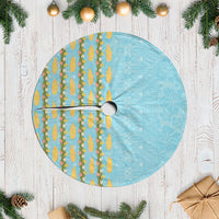 Hawaii Shell Tiare Anthurium Heliconia Lei Tree Skirt With Tapa Pattern Baby Blue