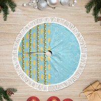 Hawaii Shell Tiare Anthurium Heliconia Lei Tree Skirt With Tapa Pattern Baby Blue