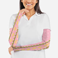 Hawaii Shell Tiare Anthurium Heliconia Lei Arm Sleeves With Tapa Pattern Baby Pink