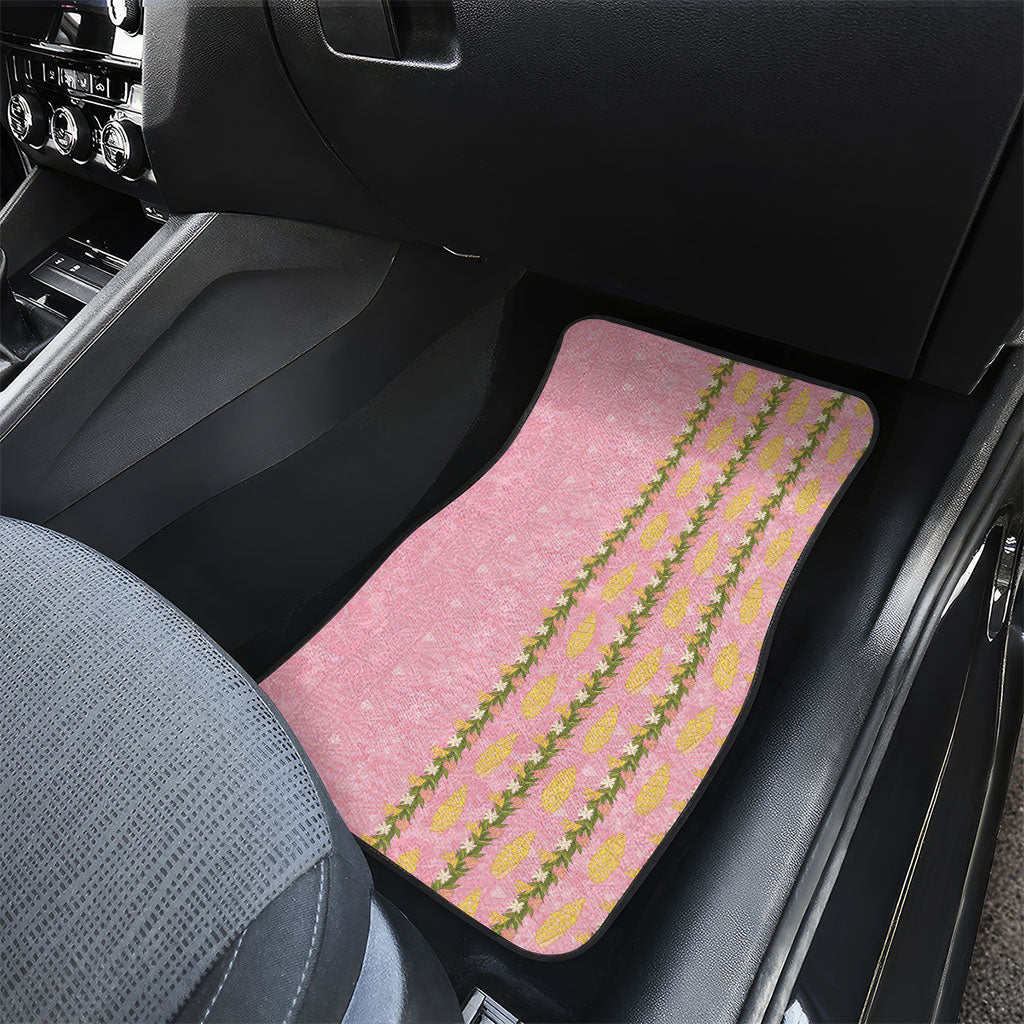 Hawaii Shell Tiare Anthurium Heliconia Lei Car Mats With Tapa Pattern Baby Pink