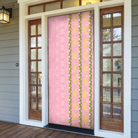 Hawaii Shell Tiare Anthurium Heliconia Lei Door Cover With Tapa Pattern Baby Pink