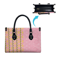Hawaii Shell Tiare Anthurium Heliconia Lei Leather Bag With Tapa Pattern Baby Pink