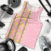 Hawaii Shell Tiare Anthurium Heliconia Lei Men Tank Top With Tapa Pattern Baby Pink