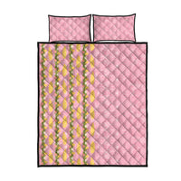 Hawaii Shell Tiare Anthurium Heliconia Lei Quilt Bed Set With Tapa Pattern Baby Pink