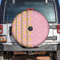 Hawaii Shell Tiare Anthurium Heliconia Lei Spare Tire Cover With Tapa Pattern Baby Pink