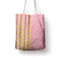 Hawaii Shell Tiare Anthurium Heliconia Lei Tote Bag With Tapa Pattern Baby Pink