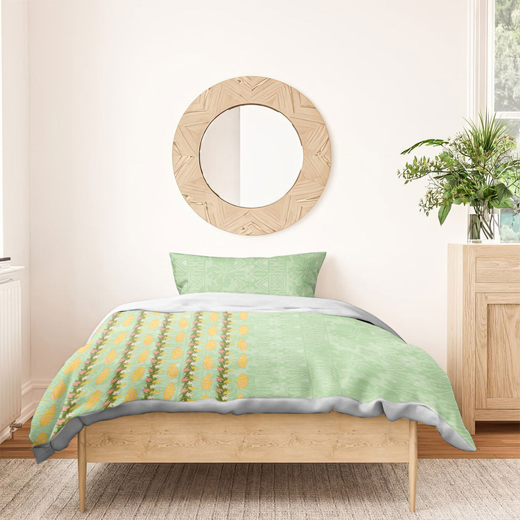 Hawaii Shell Tiare Anthurium Heliconia Lei Bedding Set With Tapa Pattern Baby Green